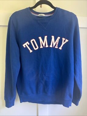 Tommy Hilfiger Royal Blue Crewneck Sweatshirt with Contrast Logo